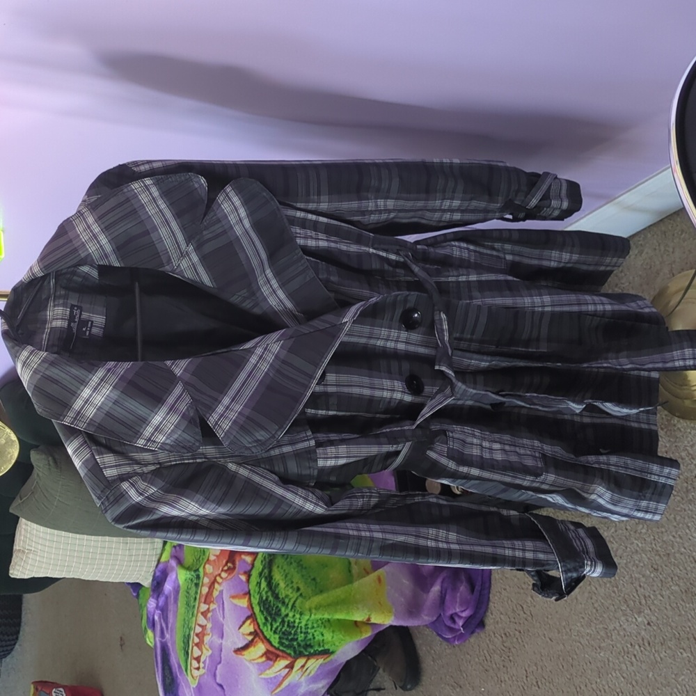 Plaid trench coat